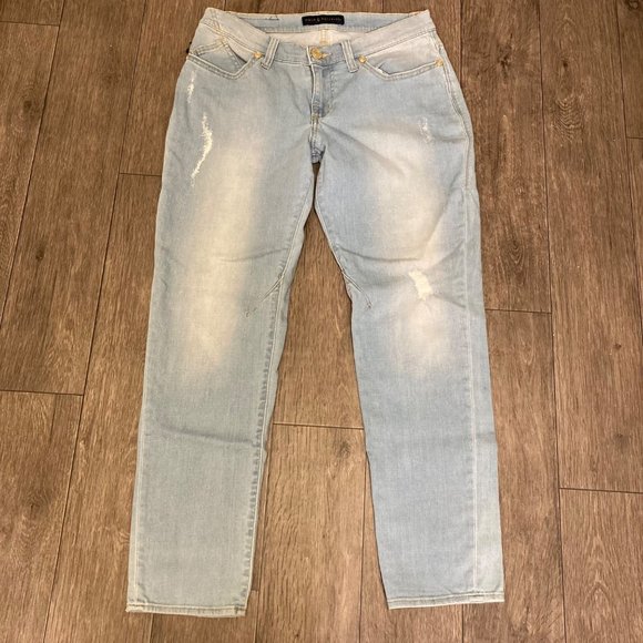 Rock & Republic Womens Jeans Emo Distressed Boyfriend Light Wash Size 8M - Picture 1 of 7